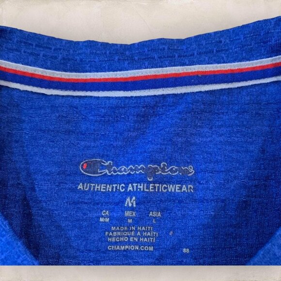 Champion T-Shirt Men’s Size Medium Blue Colorblock Spellout Fitness Sports - Picture 2 of 5